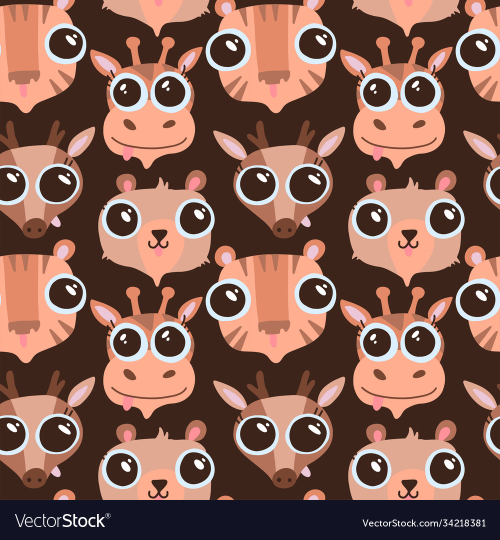 Funny hand drawn animals seamless pattern cute