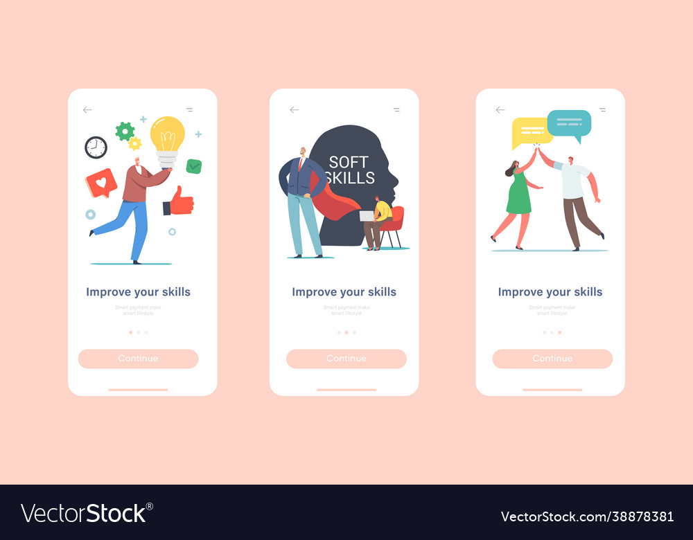 Improve your skills mobile app page onboard screen vector image Improve your skills mobile app page onboard screen