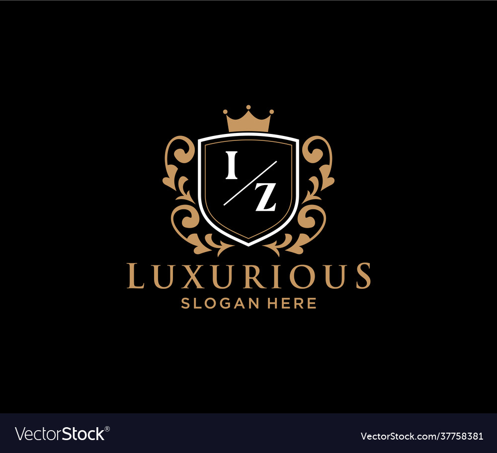 Initial iz letter royal luxury logo template Vector Image