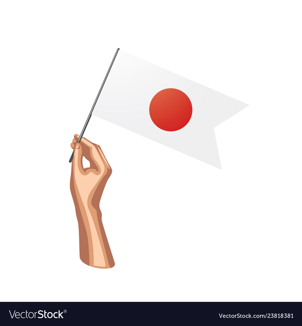 Japan flag and hand on white background Royalty Free Vector