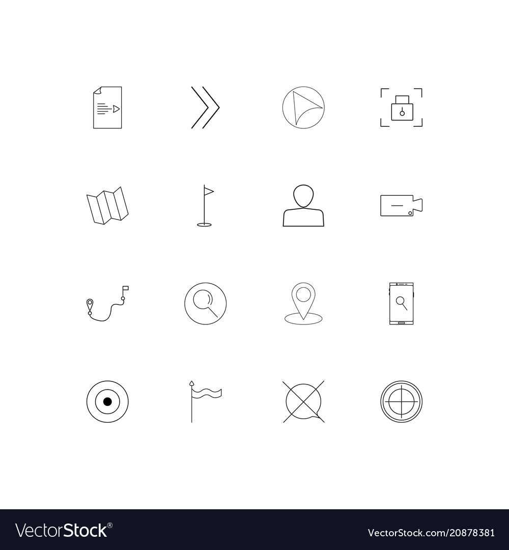 Maps and navigation linear thin icons set