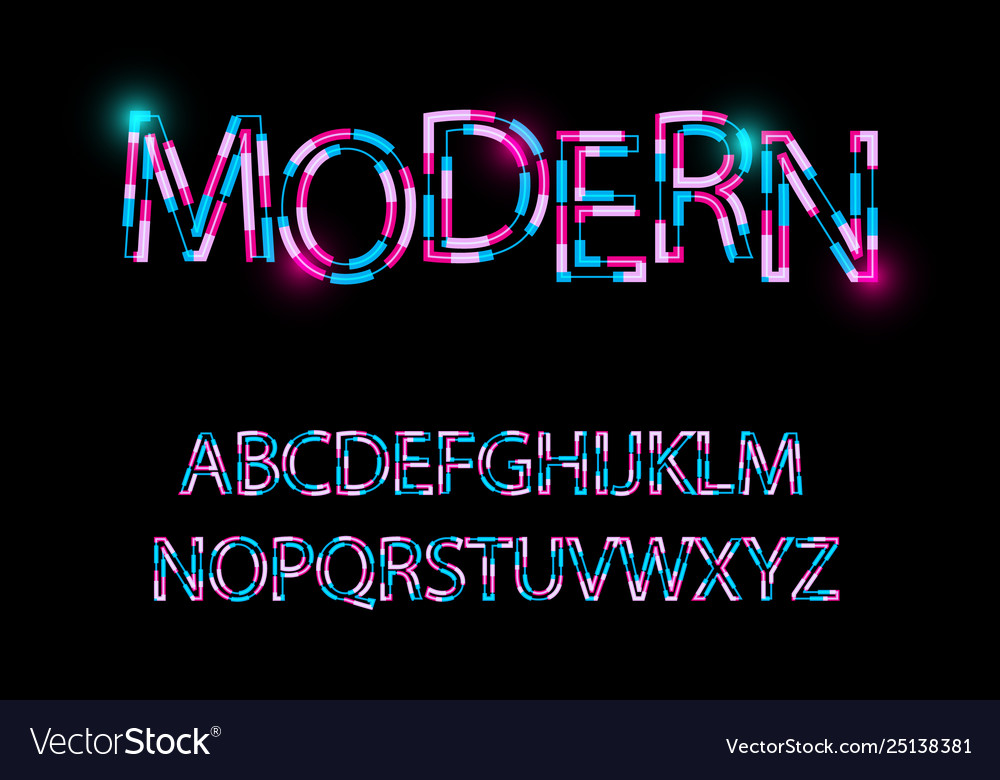 Modern abstract font trendy style distorted