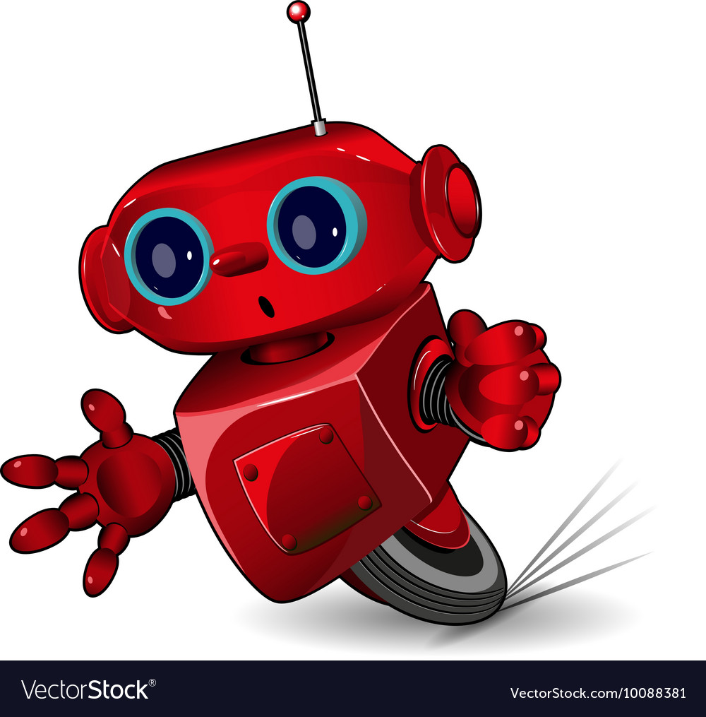 Red Robot Turning in a Curve