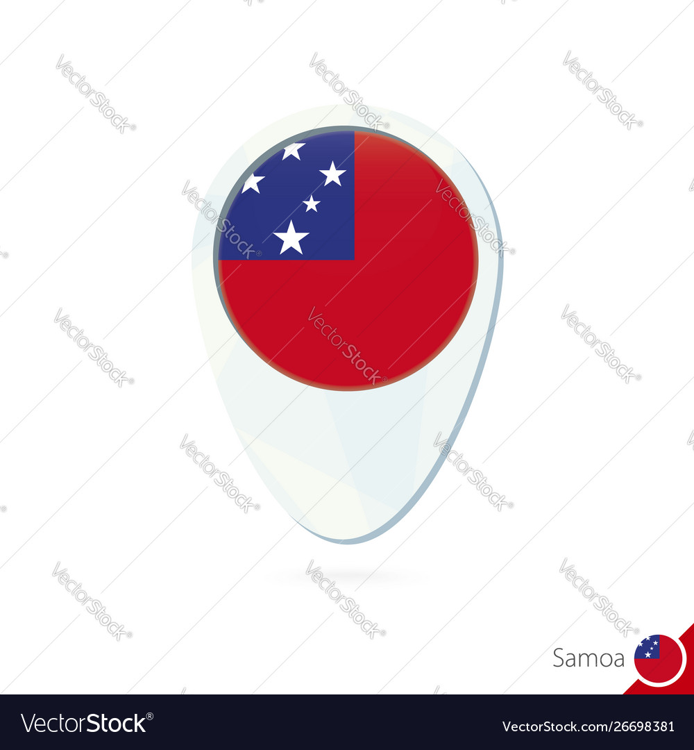 Samoa Flagge Lageplan Pin Symbol auf weiß vector image Samoa Flagge Lageplan Pin Symbol auf weiß