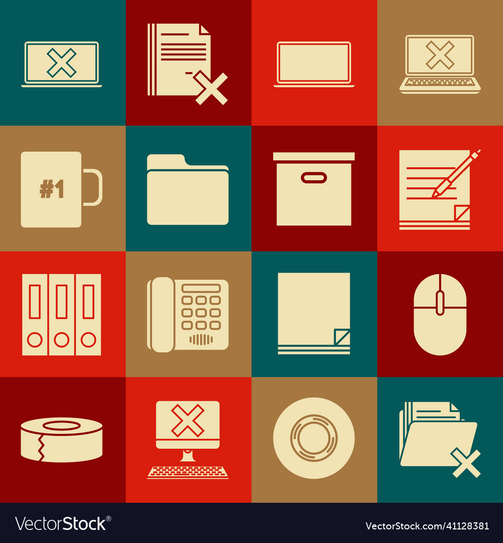 Set delete folder computer mouse blank notebook vector image Set delete folder computer mouse blank notebook