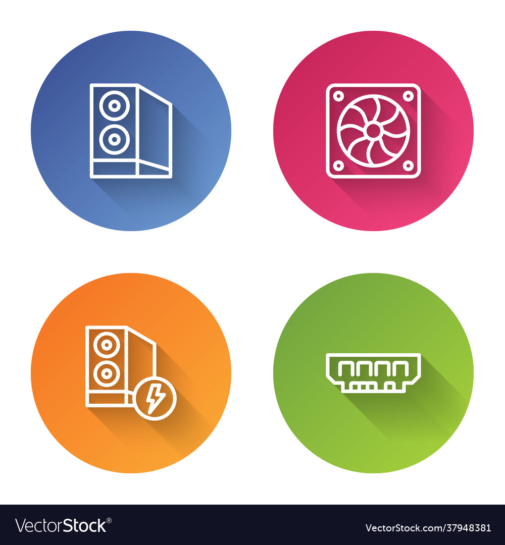Set line case computer cooler vector image Set line case computer cooler