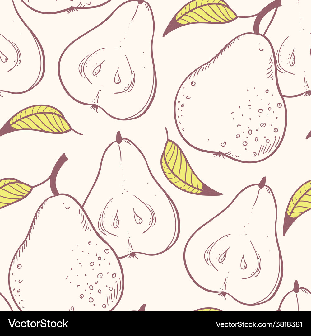 Stylized yellow pear seamless pattern Royalty Free Vector