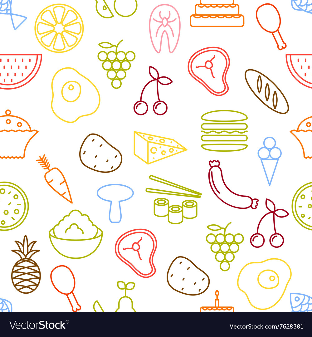 Thin line icons seamless pattern