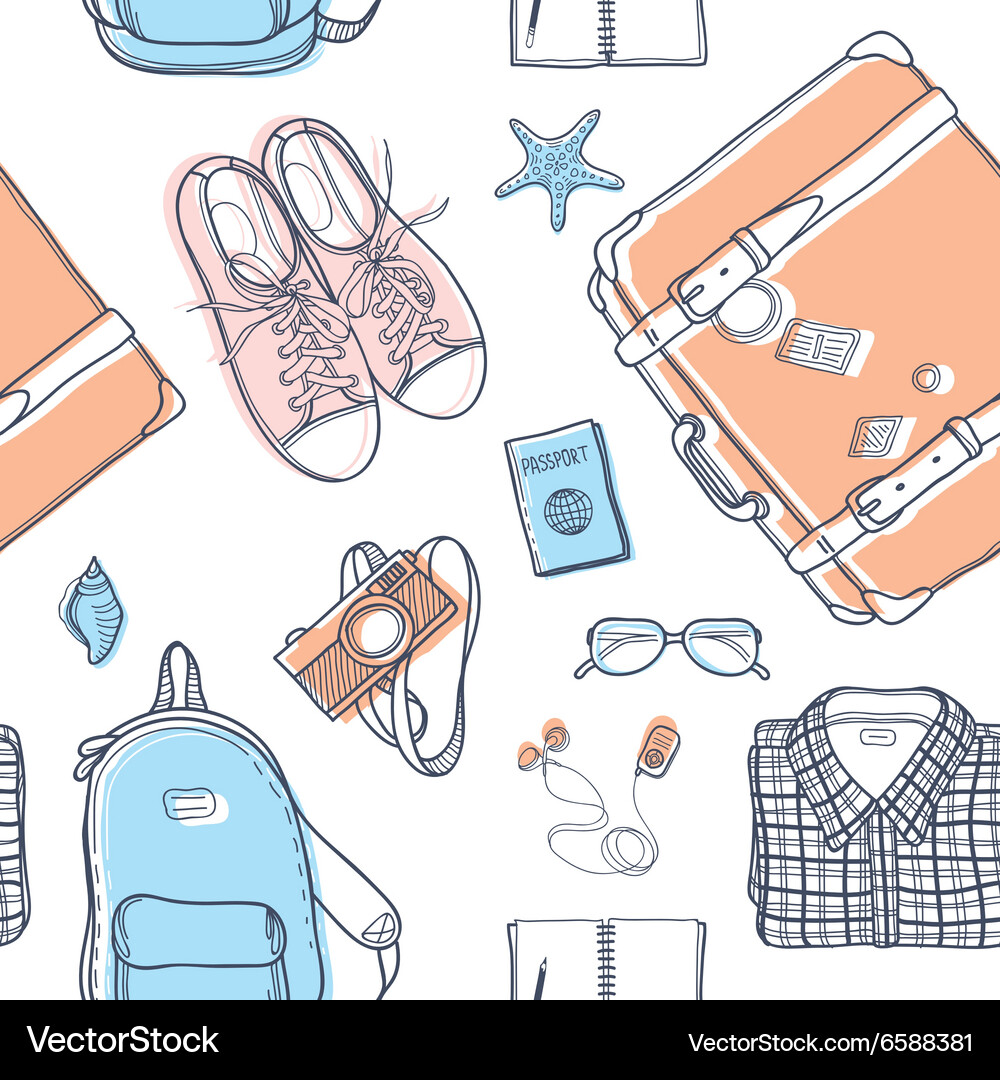 Travel seamless pattern Royalty Free Vector Image