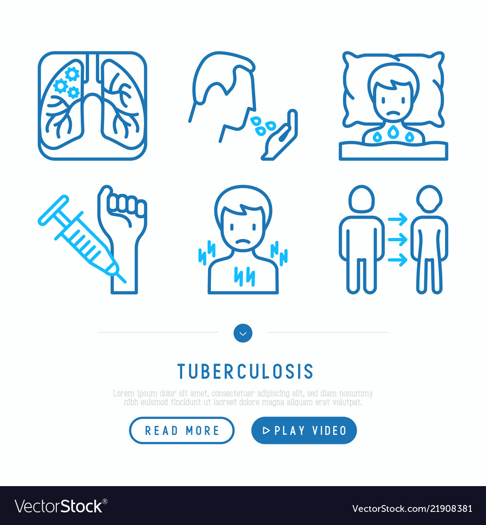 Tuberculosis thin line icons set