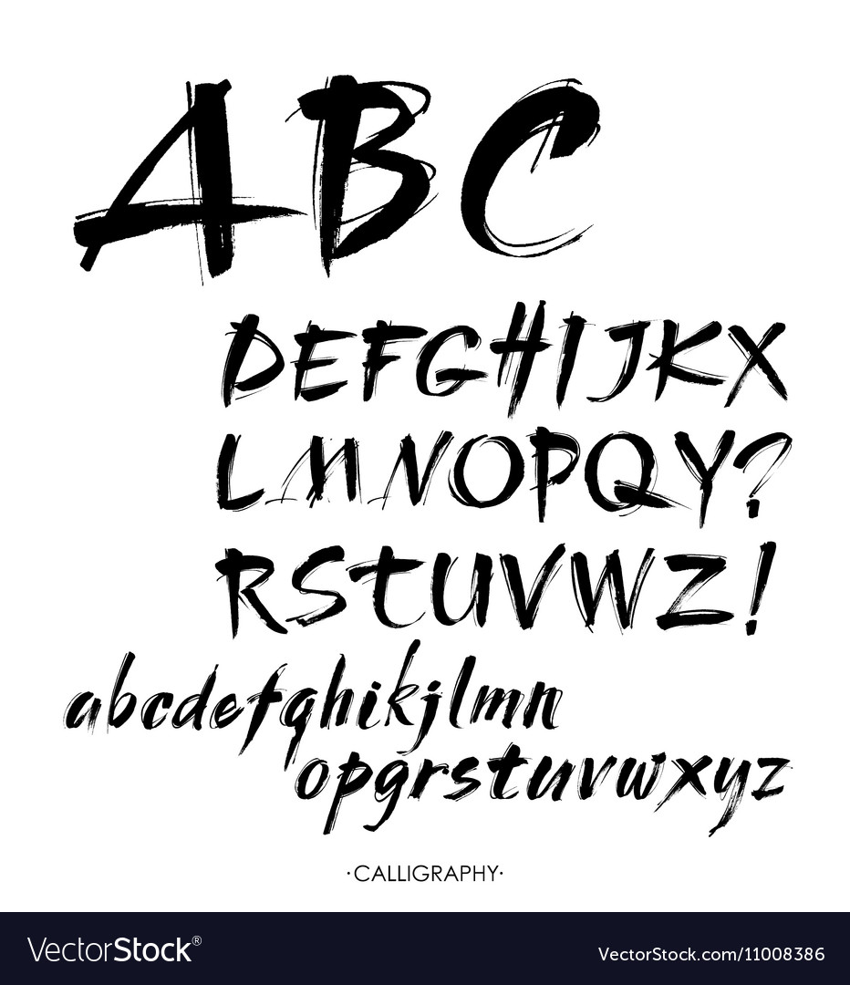 Acrylic brush style hand drawn alphabet