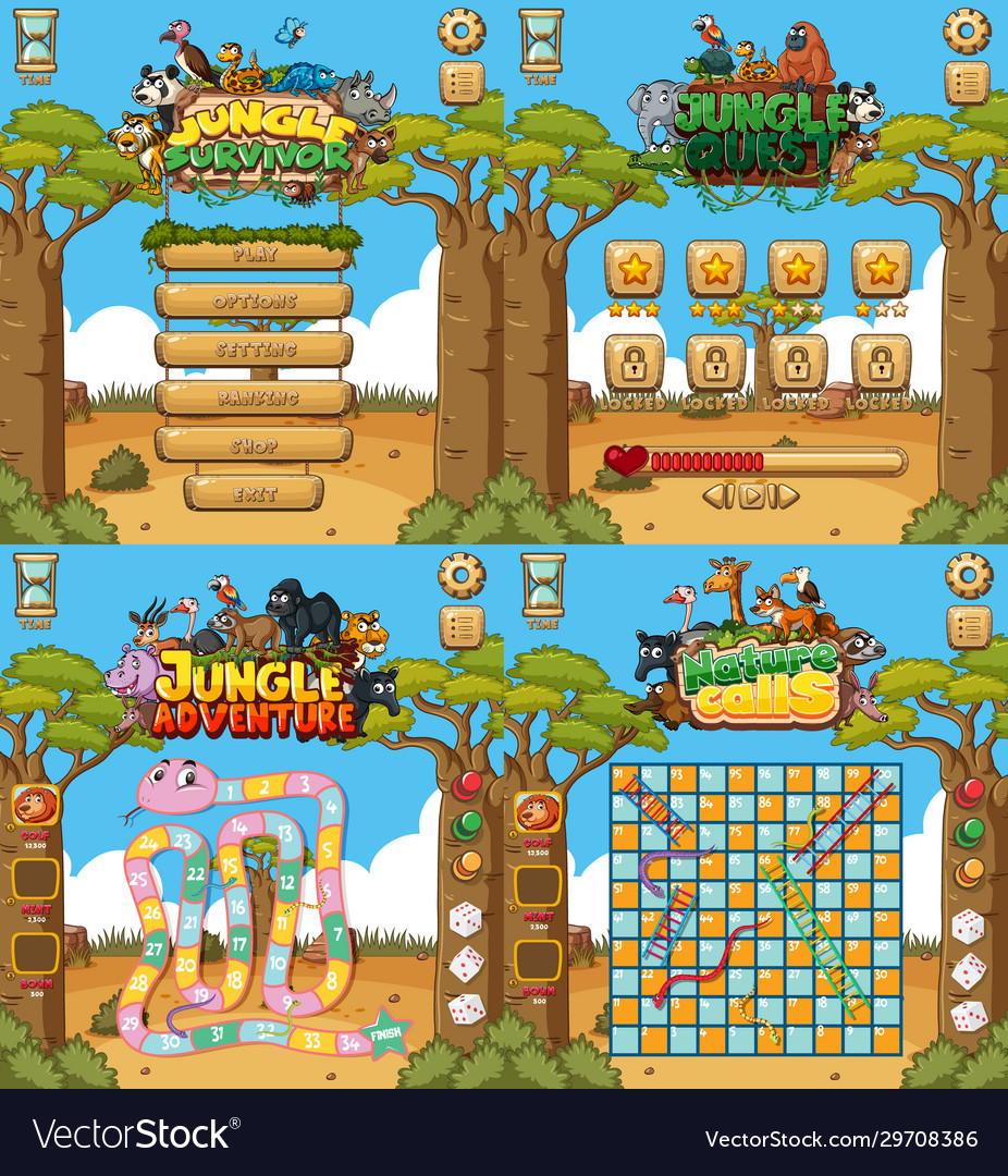 Background design for games with animals Vector Image Background design for games with animals Vector Image