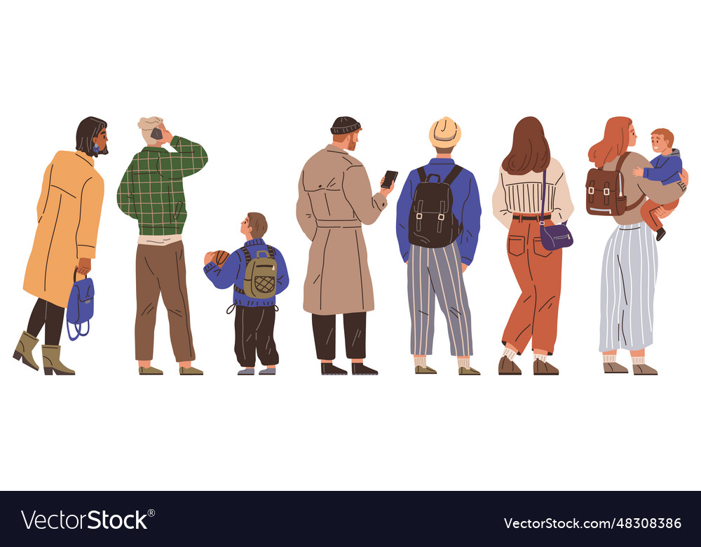 Big queue despite long line group remained Vector Image Big queue despite long line group remained