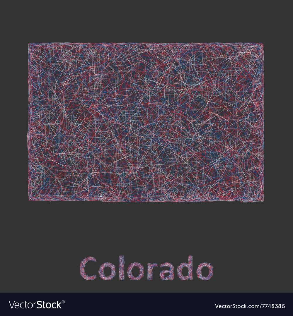 Colorado line art map Royalty Free Vector Image