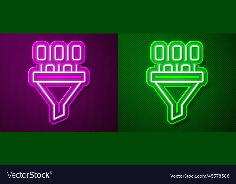 Glowing neon line binary code icon isolated vector image Glowing neon line binary code icon isolated