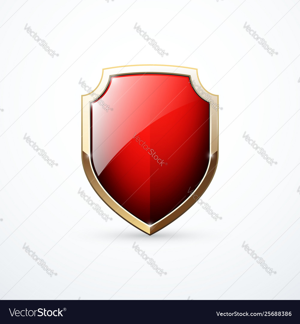 Gold and red shield icon Royalty Free Vector Image