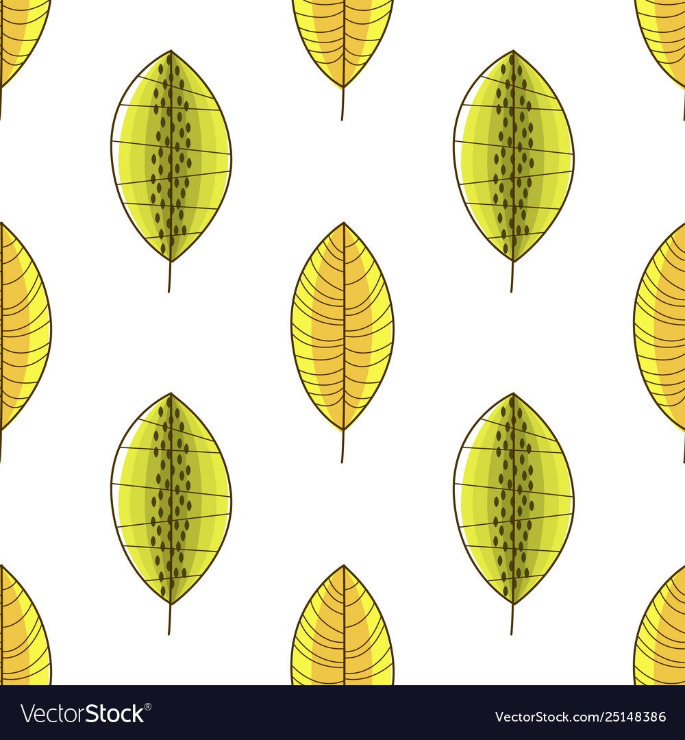 Green and yellow forest leaves seamless pattern