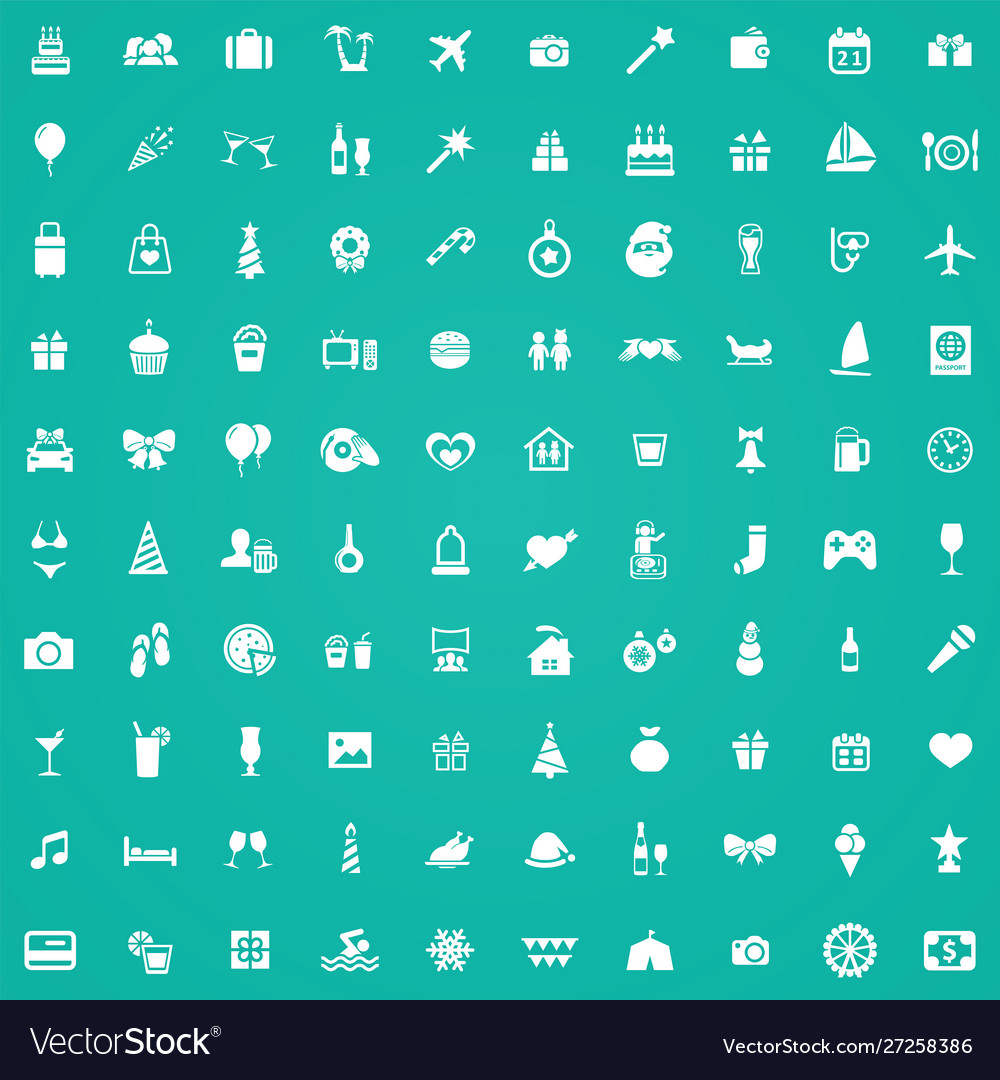 Holiday 100 icons universal set for web and ui