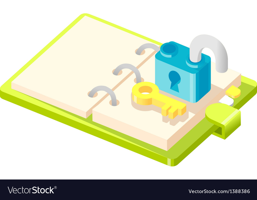 Icon diary and lock Royalty Free Vector Image - VectorStock