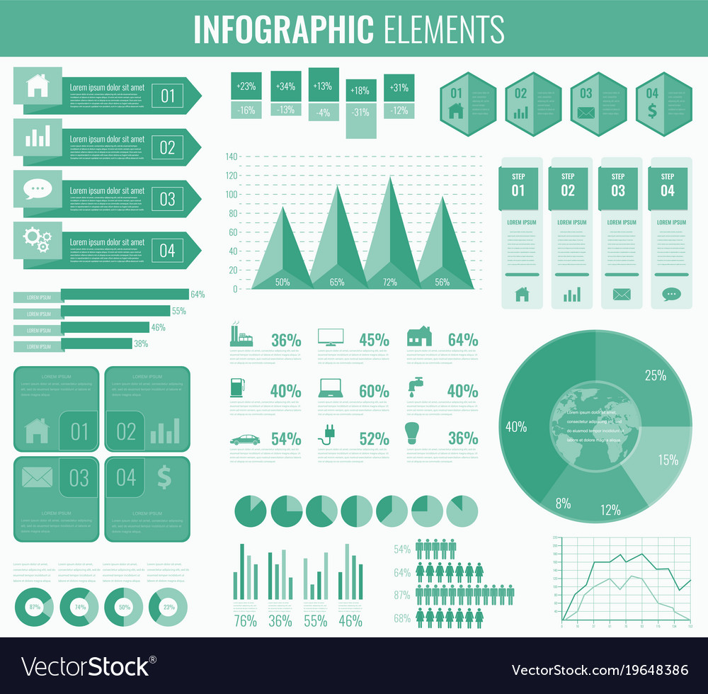 Infographic elements with world map and charts