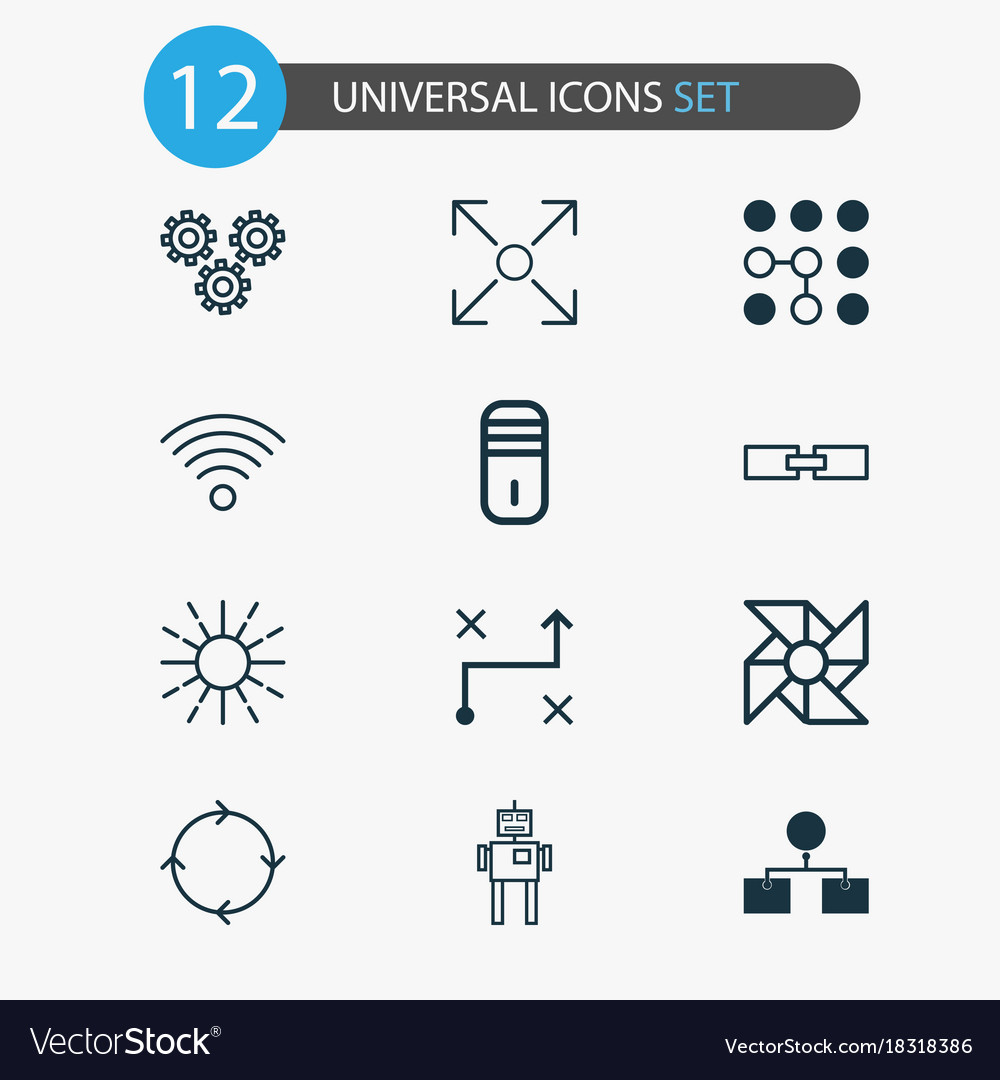 Learning icons set collection of mainframe