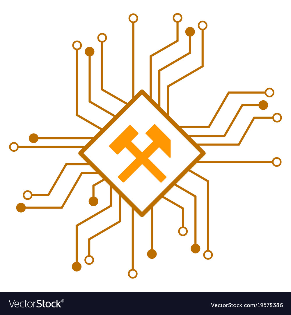 Mining processor circuit flat icon