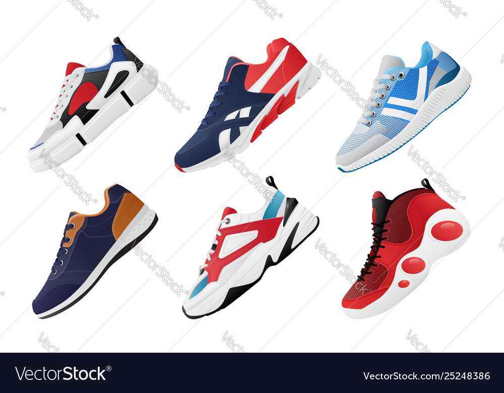 sneakers set fashion shoes for Vector Image