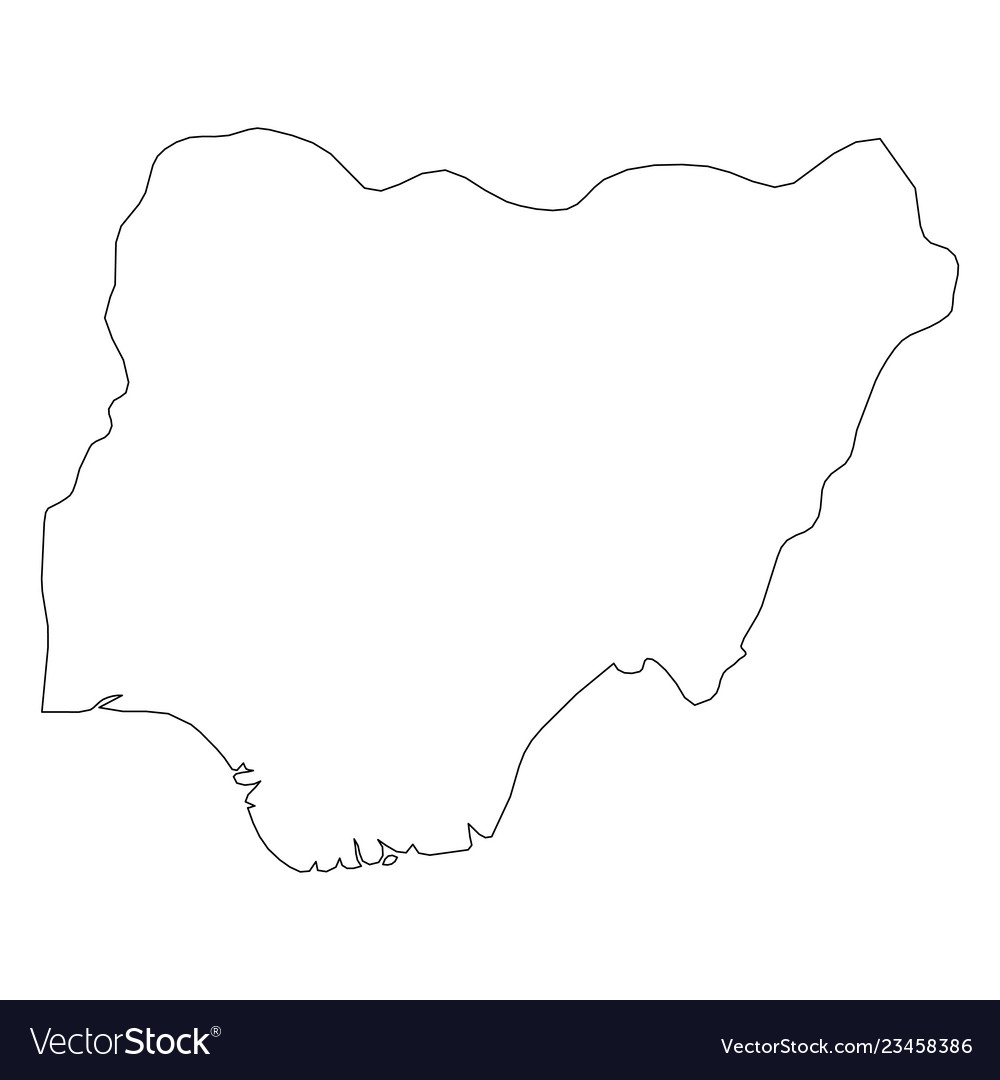 Nigeria - solid black outline border map Vector Image