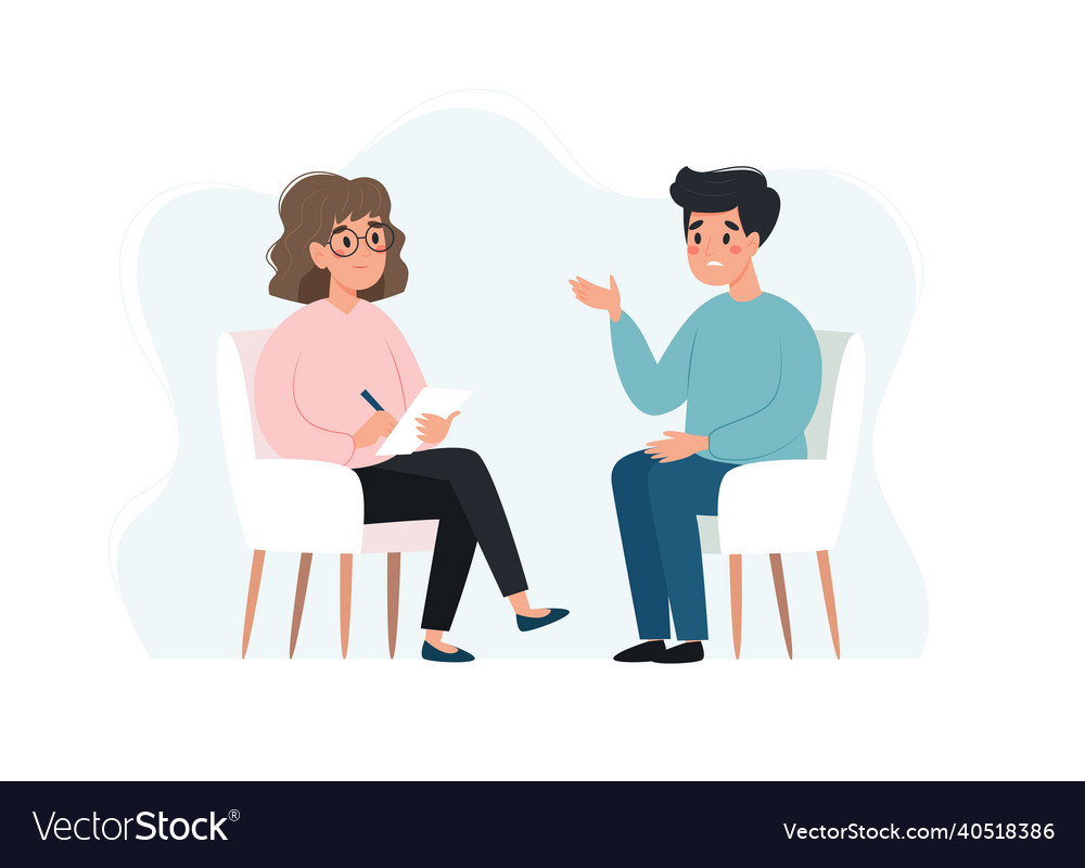 Psychotherapy session - man talking Royalty Free Vector