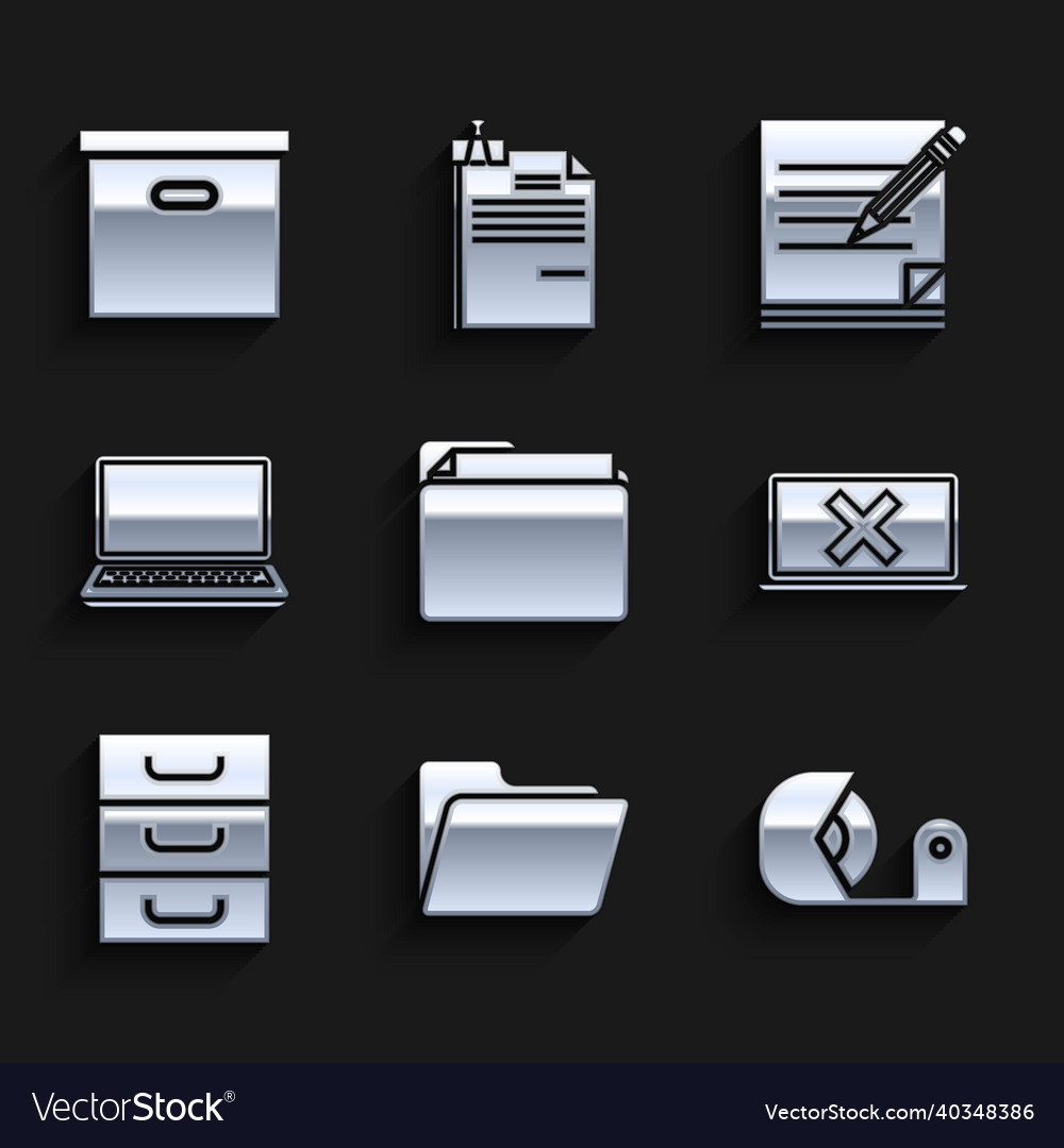 Set document folder scotch laptop and cross mark