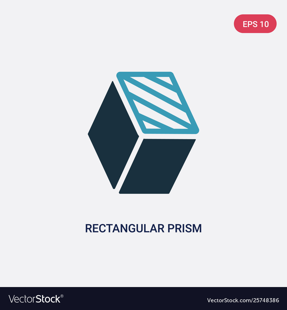 Two color rectangular prism icon from shapes