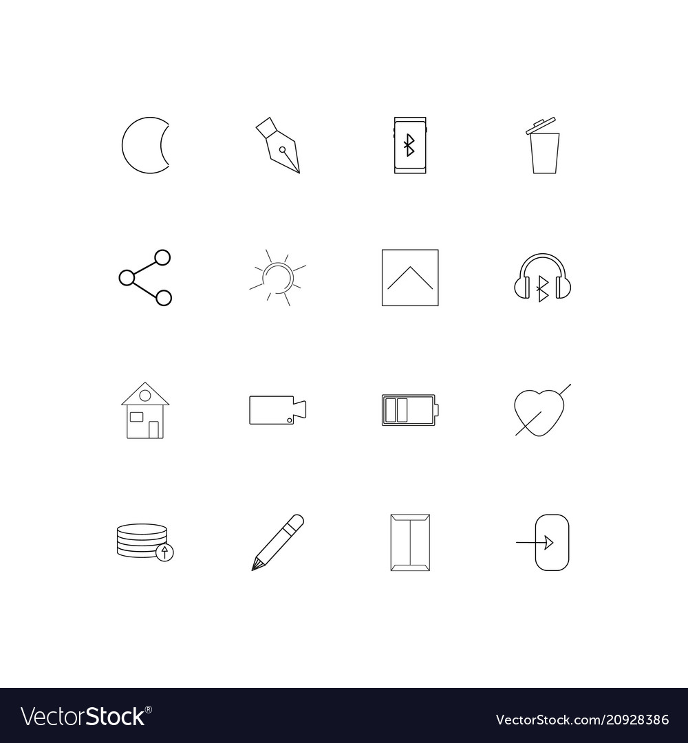 User interface linear thin icons set outlined