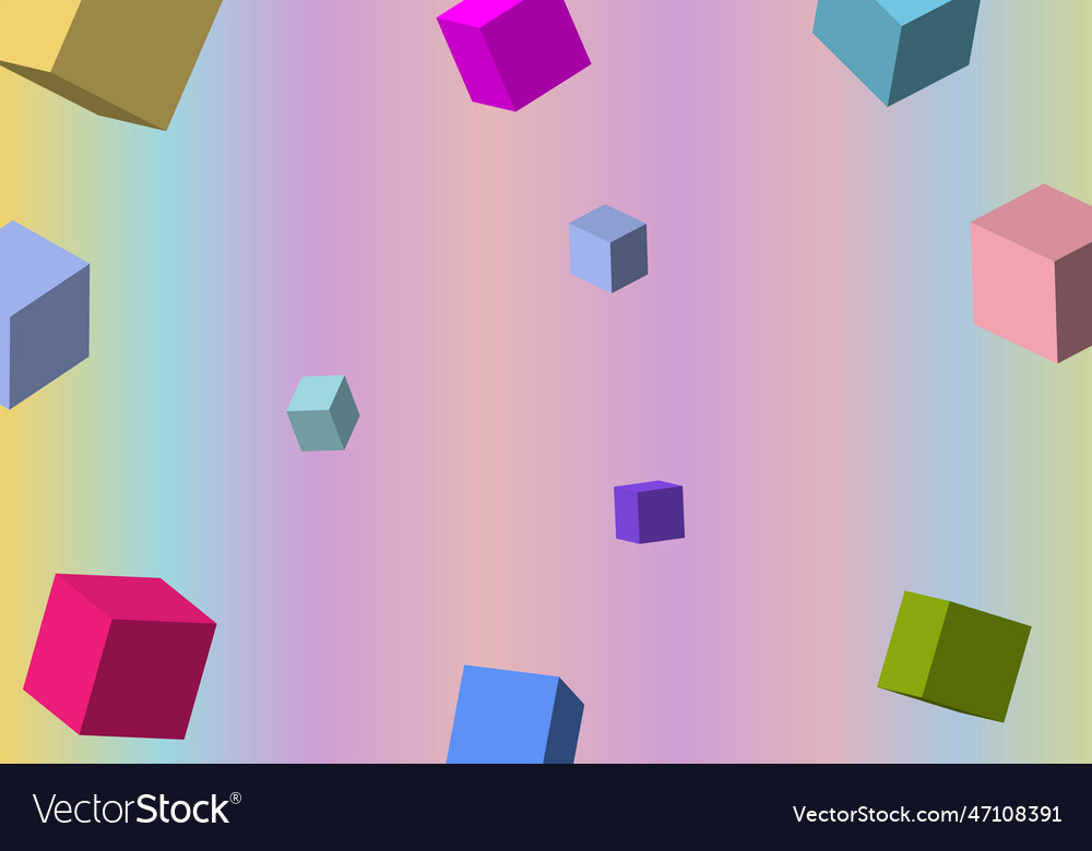 Abstract square 3d on colorful background