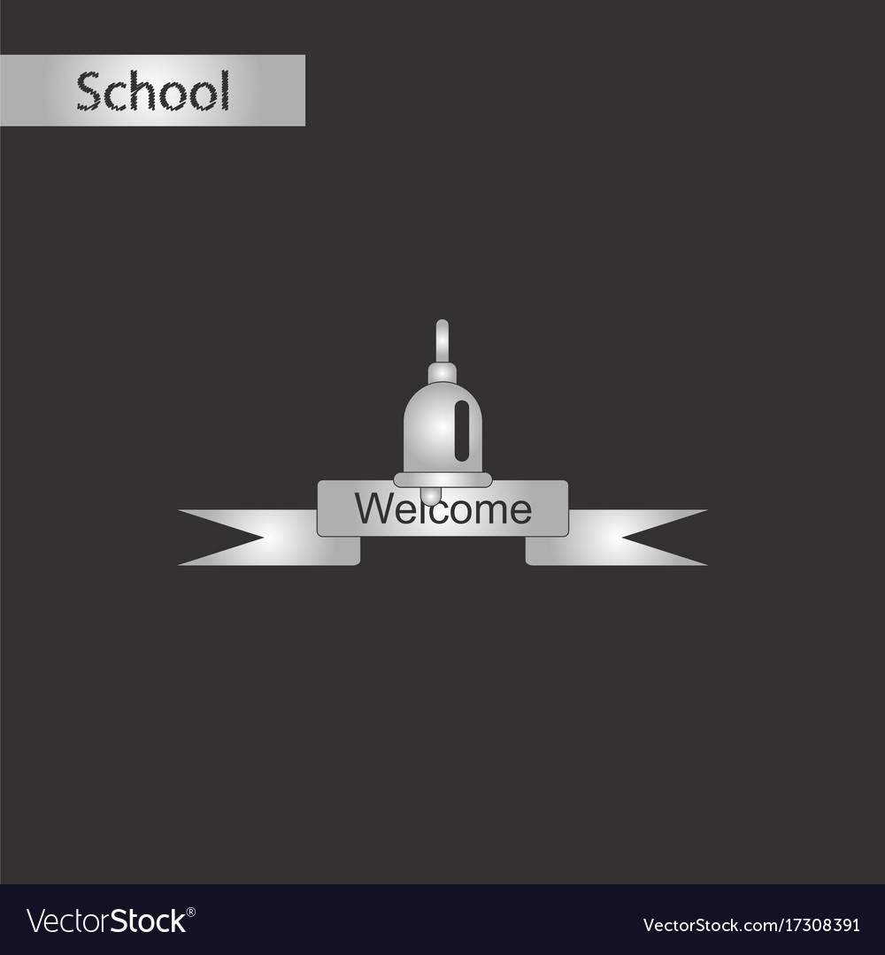 Black and white style icon of school bell