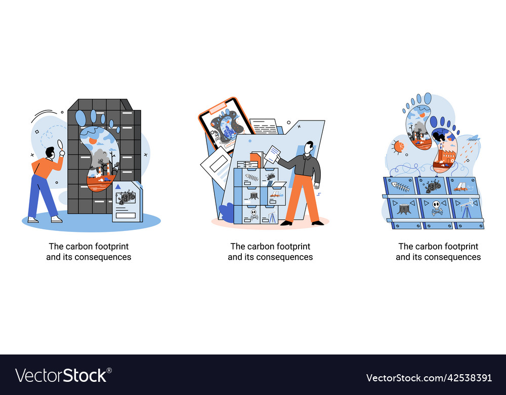 Carbon Footprint And Its Consequences Causes Vector Image