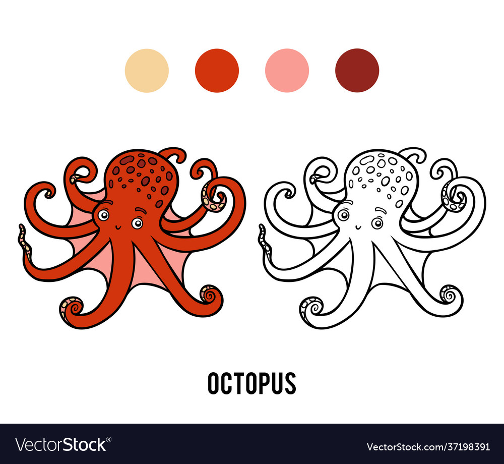 Coloring book octopus Royalty Free Vector Image