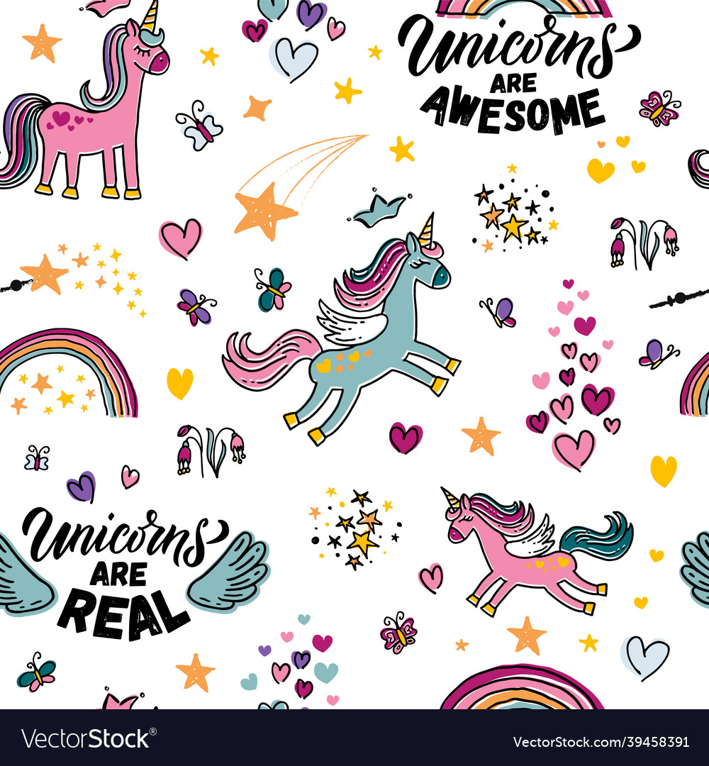 Hand sketched unicorn endless