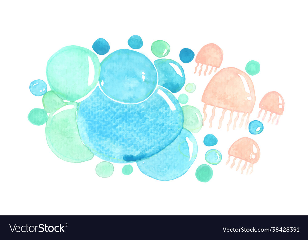 Jellyfish mit Blase Wasser Banner Aquarell