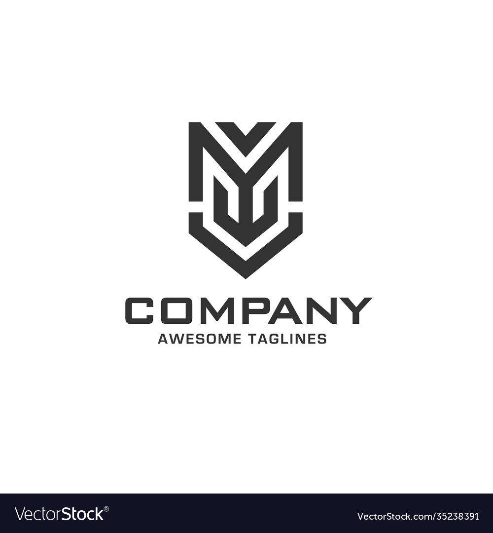 Letter m with shield Royalty Free Vector Image