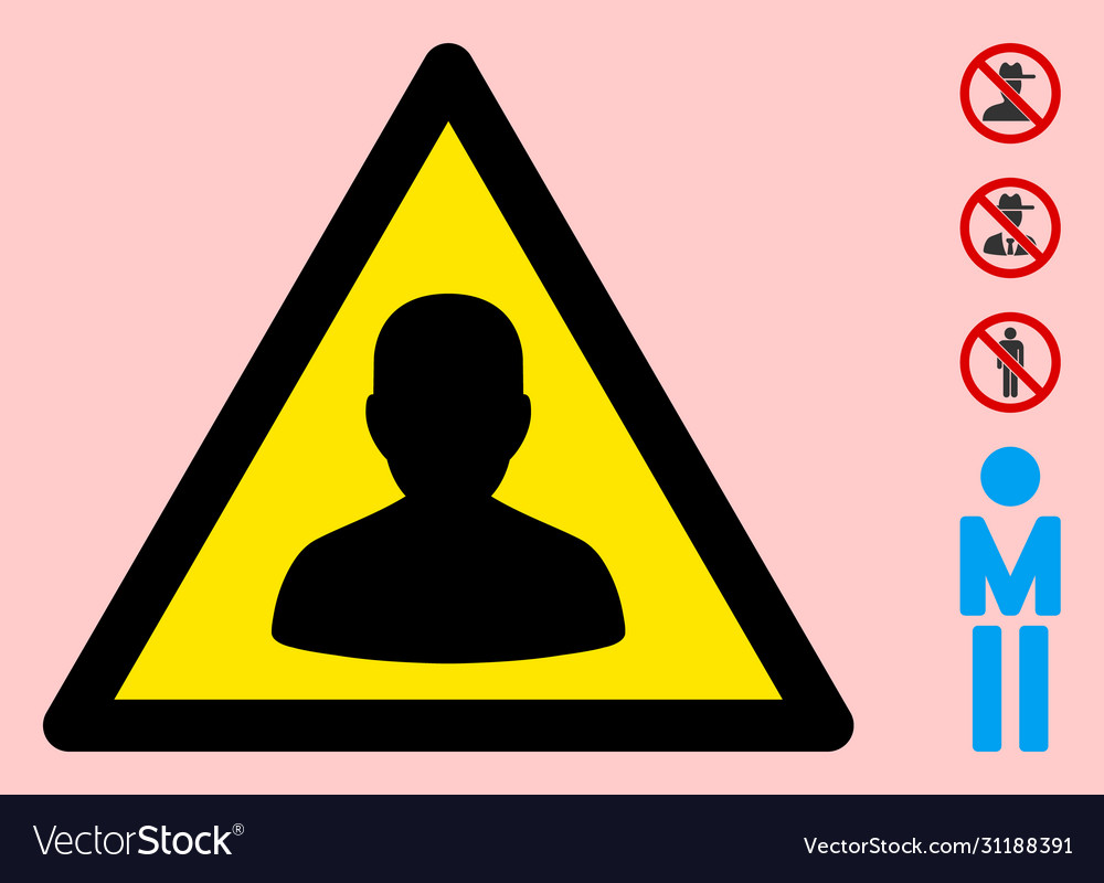 Man warning triangle sign icon vector image Man warning triangle sign icon