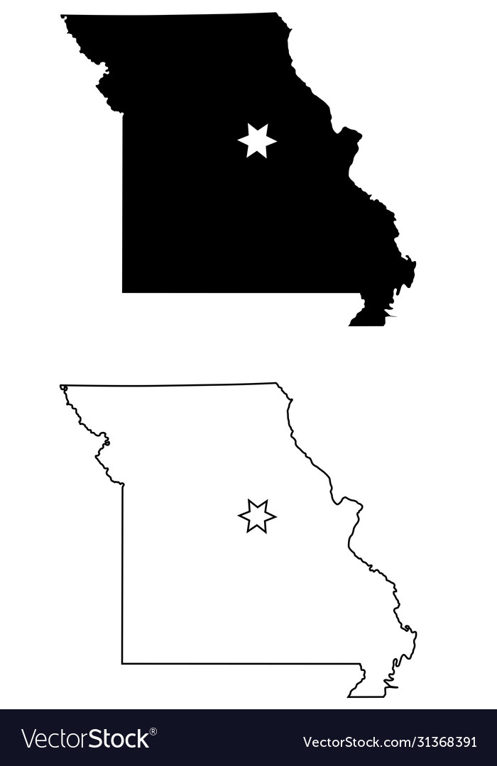 Missouri mo state map usa with capital city star