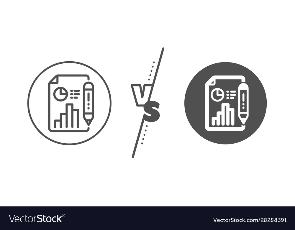 Report document line icon column graph sign vector image Report document line icon column graph sign