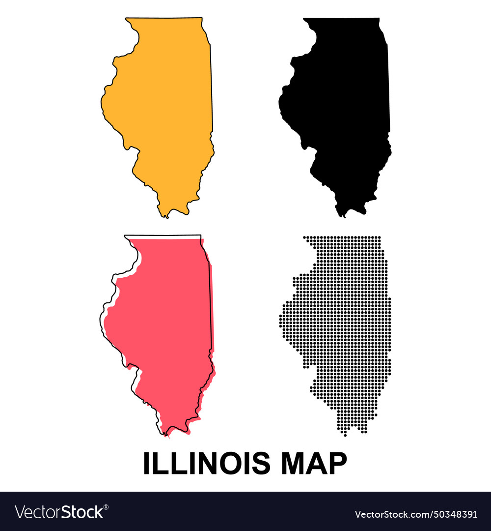 Set of illinois map united states america flat Vector Image