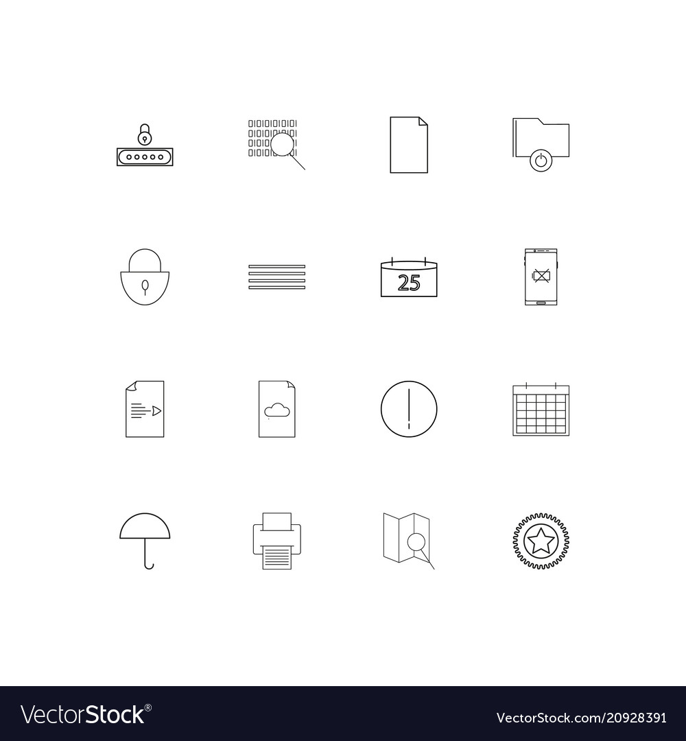 Signs and symbols linear thin icons set outlined