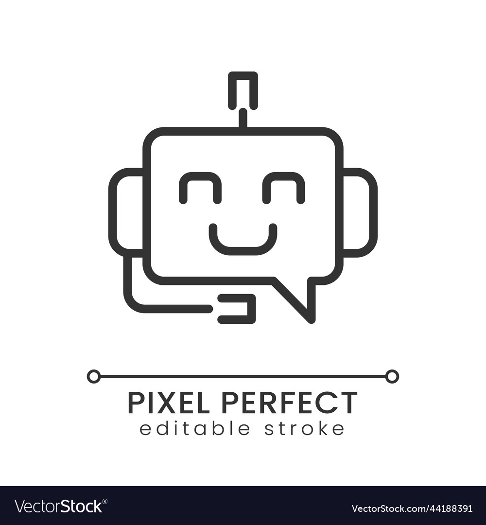 Support chatbot pixel perfect linear icon vector image Support chatbot pixel perfect linear icon