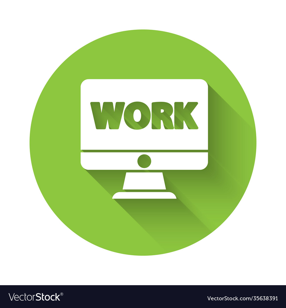 White computer monitor with text work icon Vector Image White computer monitor with text work icon