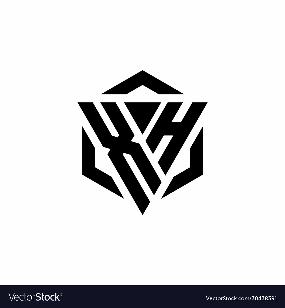 Xh logo monogram with triangle and hexagon modern