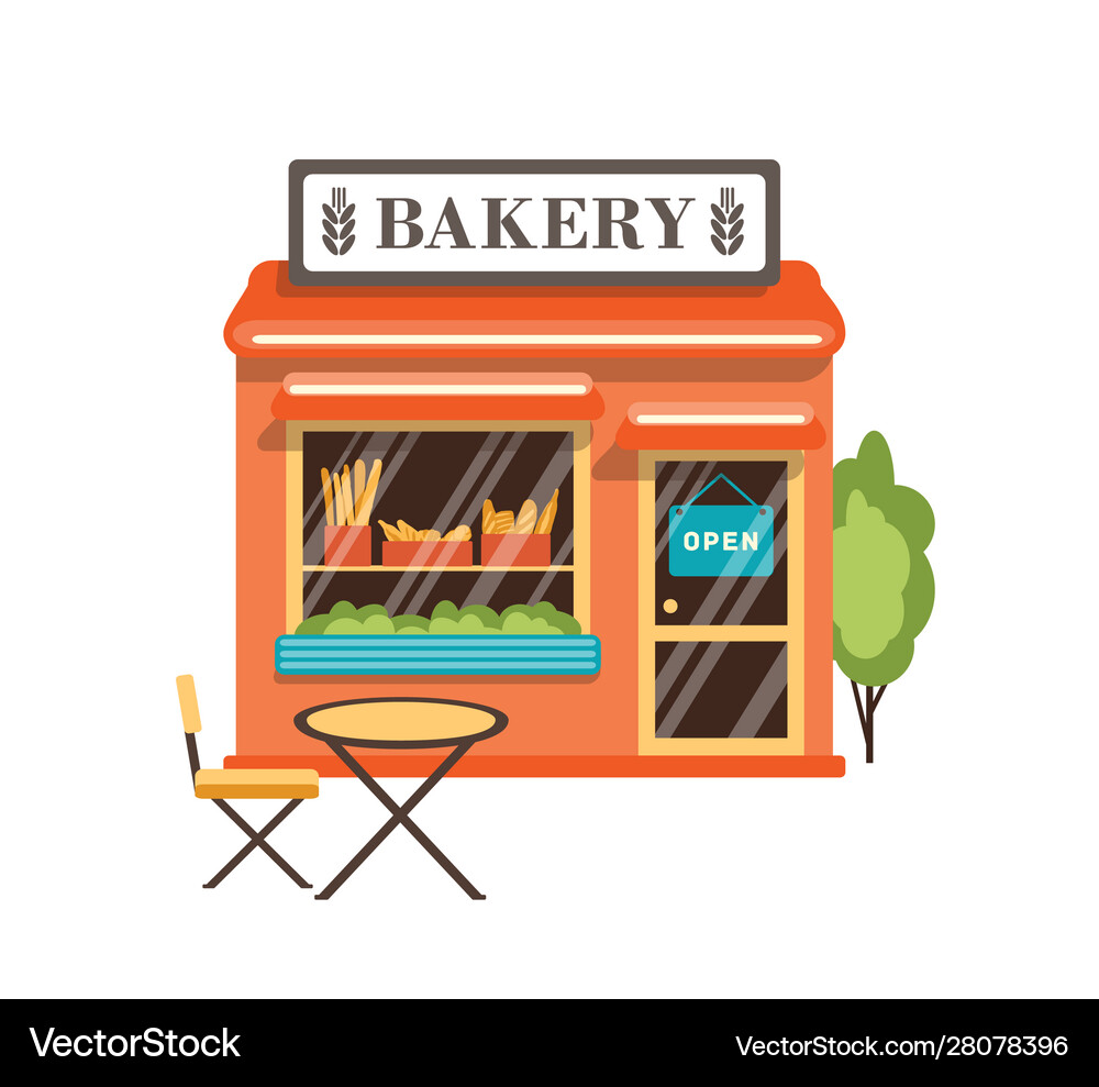Bakery shop flat store Royalty Free Vector Image