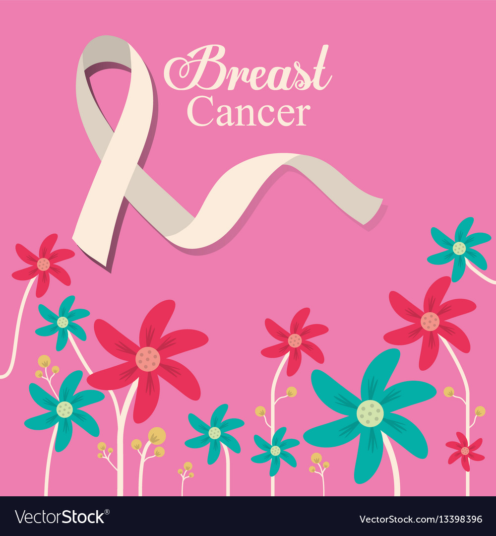 Breast cancer ribbon flower and pink background