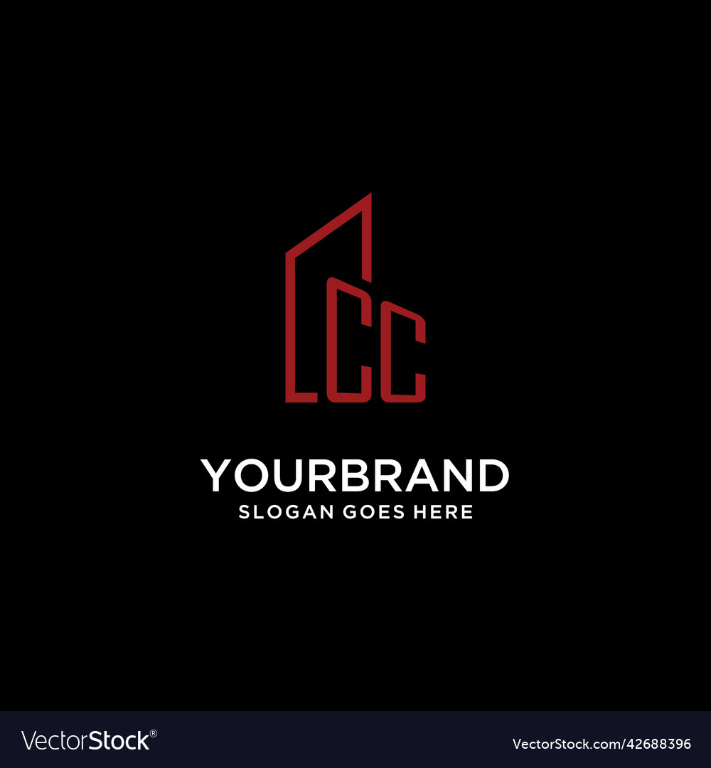 Cc initial monogram with building logo design